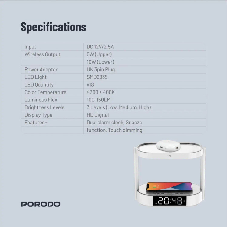 چراغ خواب با شارژر بیسیم