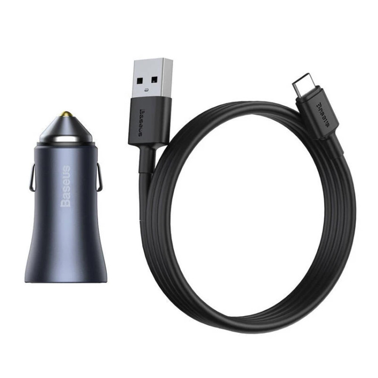 شارژر فندکی خودرو باسئوس مدل Golden Contactor Pro (۴۰ وات) همراه با کابل USB-C