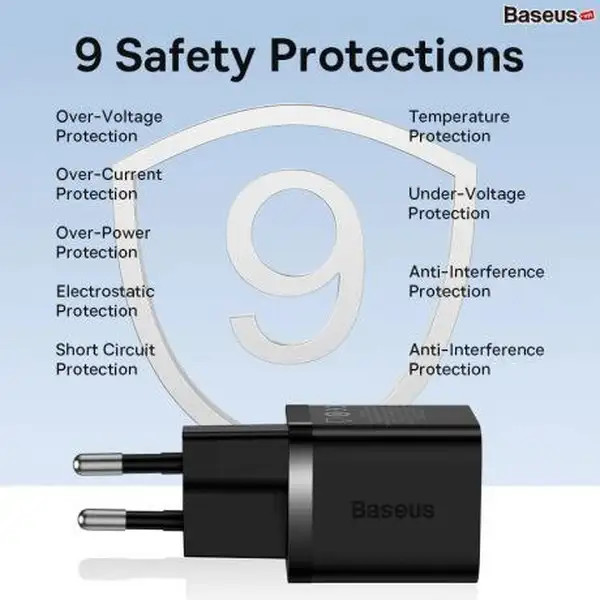 شارژر دیواری سریع باسئوس سری GaN5S با یک پورت USB-C و توان ۳۰ وات