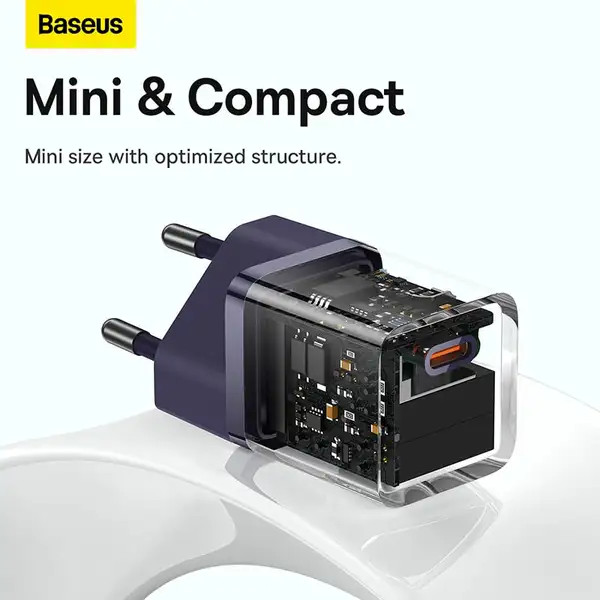 شارژر دیواری سریع باسئوس سری GaN5S با یک پورت USB-C و توان ۳۰ وات