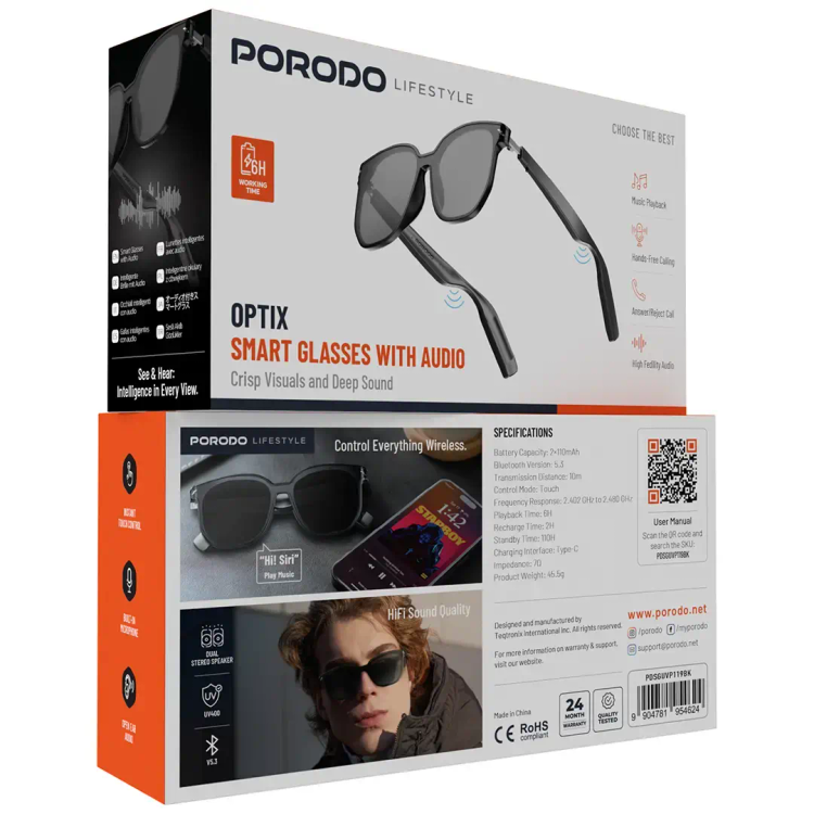 عینک-هوشمند-porodo-optix-مشکی