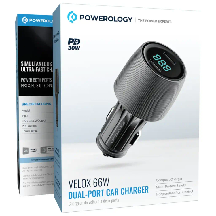 شارژر-فندکی-پاورولوژی-velox-66w