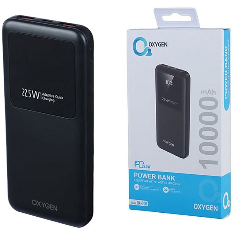 پاوربانک اکسیژن مدل OX-100 با ظرفیت ۱۰۰۰۰ میلی‌آمپر