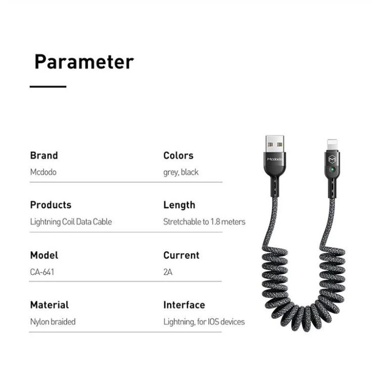 کابل-۱.۸متری-mcdodo-نایلونی-مشکی